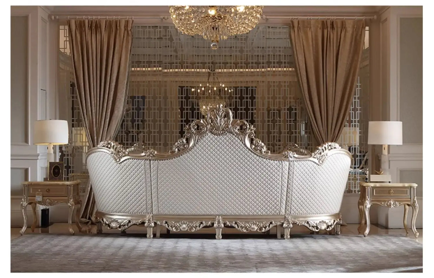 Leather Living Room Sofas Luxury European Beige Wooden Curved Modern Couch Double Lounge Designer Canape Salon Furniture