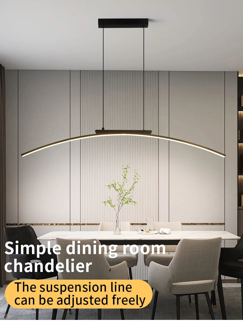Pendant Light Nordic Chandelier Interior Décor Strip Curved Bridge LED Hanging Lamp Bedroom Living Room Home Lighting Fixtures