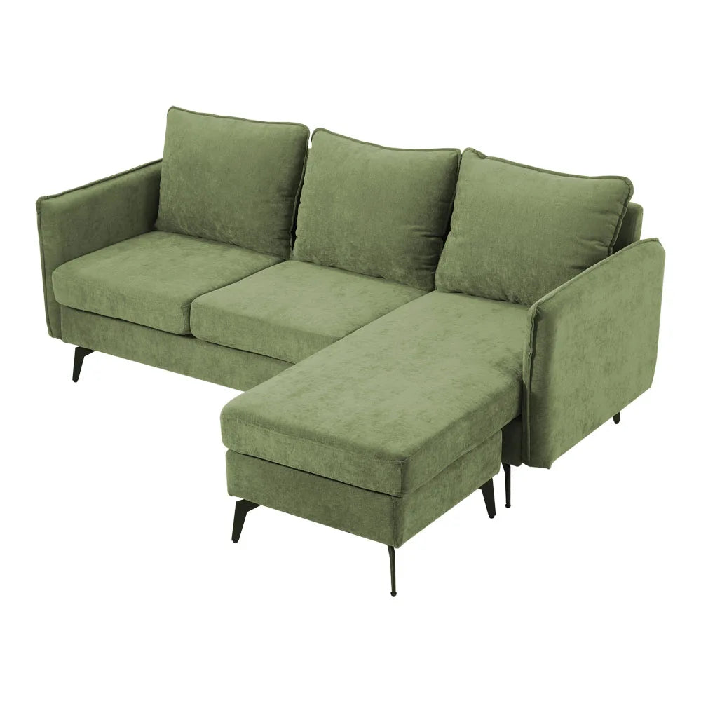 3 Seater Upholstered Corner Sectional Sofa Modern L-Shape Living Room Sofa, 193x136x73cm