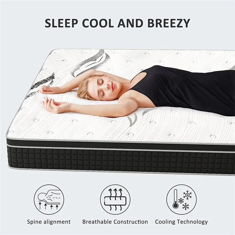 Mattress Queen King Size Latex Gel High Density Memory Mattress Rolled up Packing Pocket Coil Mattress