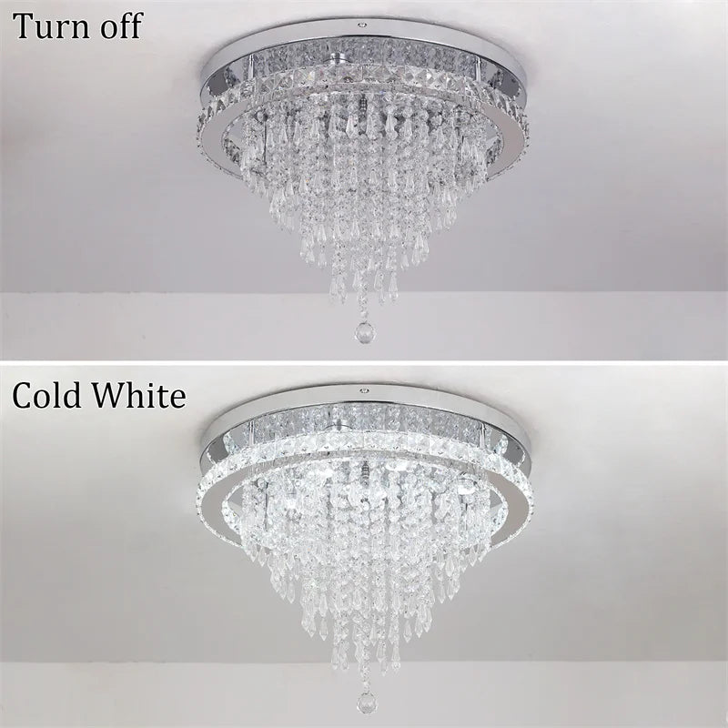 Luxury Crystal Modern LED Ceiling Chandelier Light Remote Dimming Round Ceiling Lamp for Home Decoration Indoor Hanging Lamps
