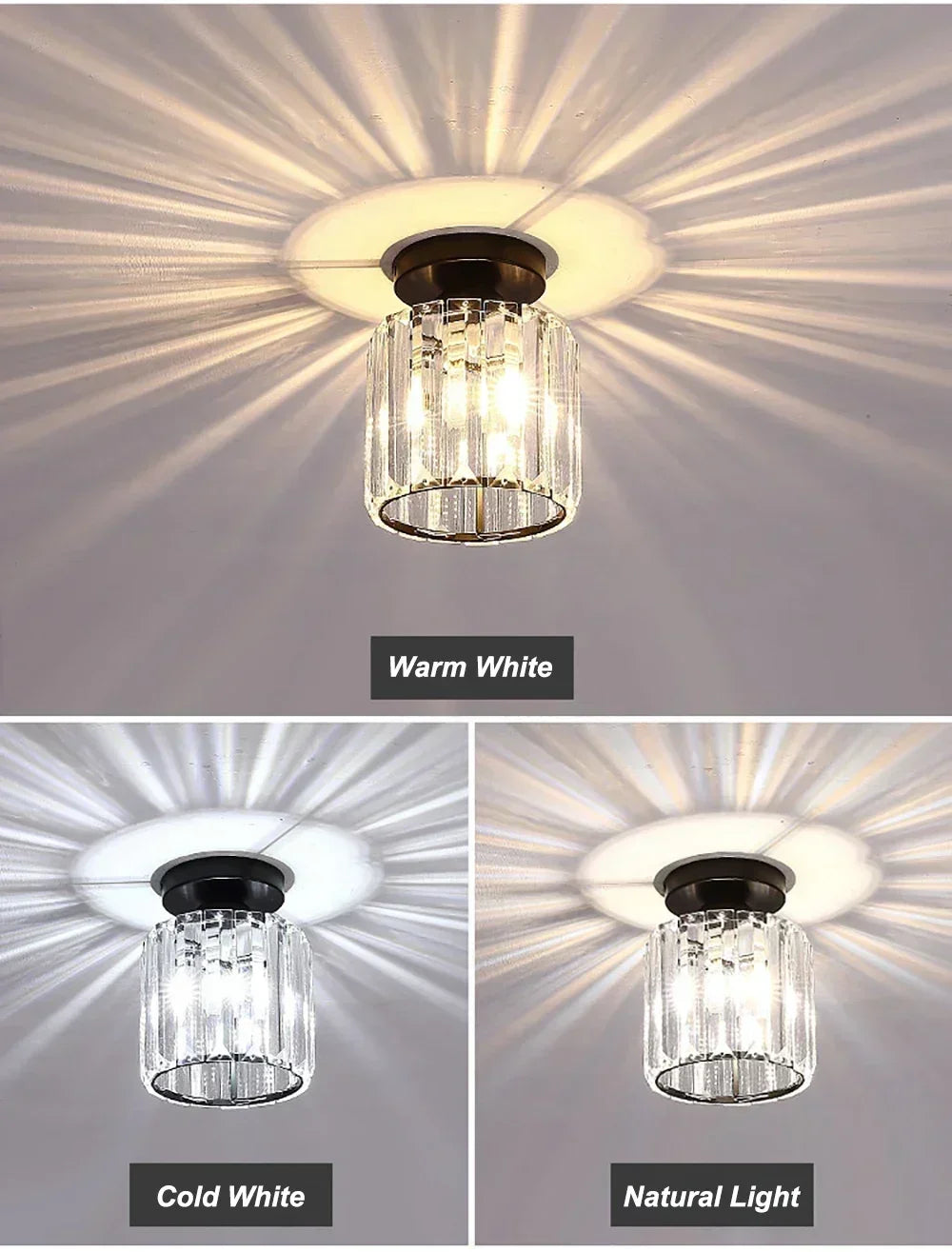 Modern Chandelier Crystal Ceiling Light Semi Flush Mount Ceiling Lighting Fixture Entrance Balcony Indoor Hang Lamp Lighting