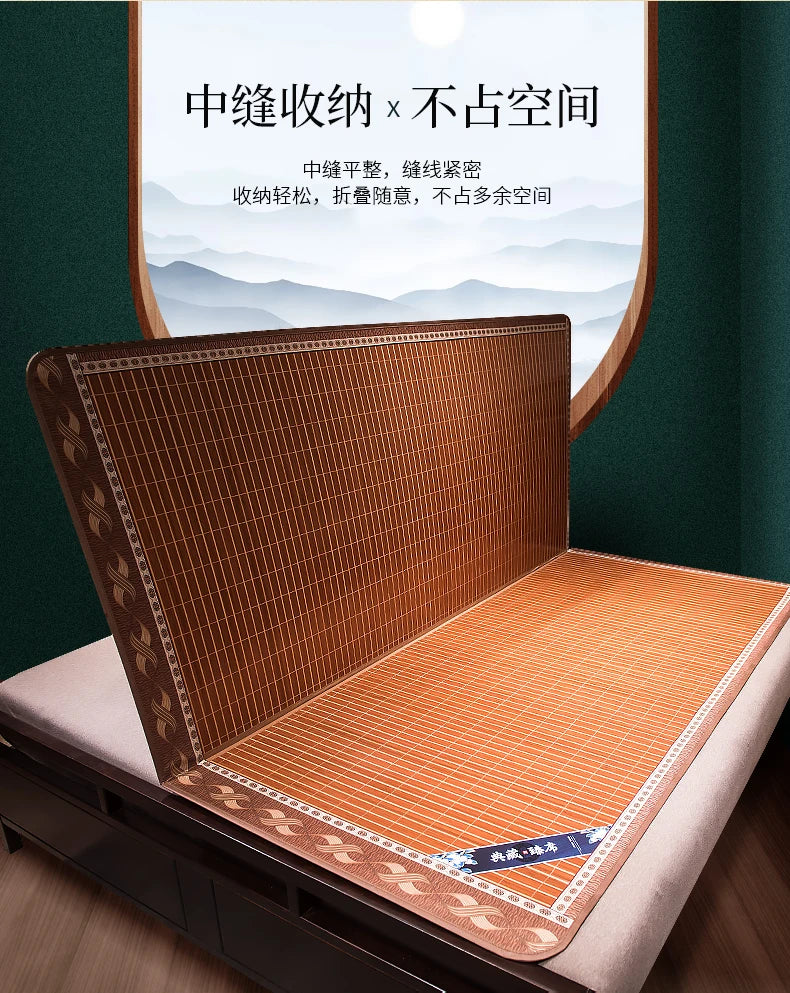 Bamboo mat cool mat household foldable natural carbonized mattress summer double-sided dual-use dormitory summer ice mat