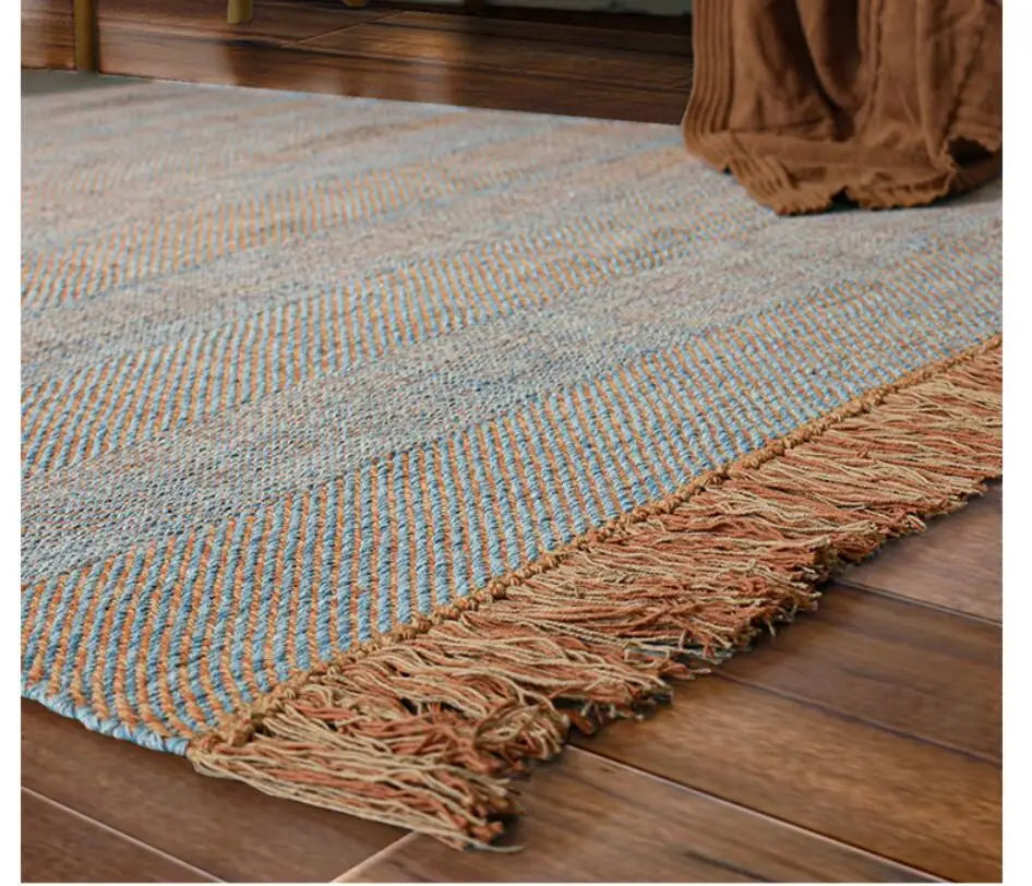 Kilim Cotton Linen Woven Carpets for Living Room Home Bedroom Rug Sofa Coffee Table Bedside Mat Modern Carpet with Tassel Tapis