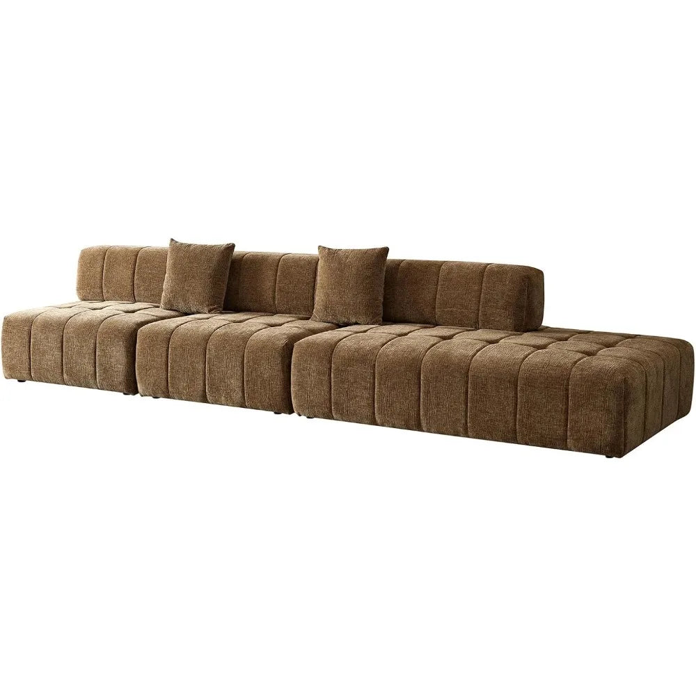 135"Curved Sectional Sofa,Modern Boucle Fabric Upholstered Modular Couch Oversized 6-Seat Sofa for Living Room,Bedroom,Apartment