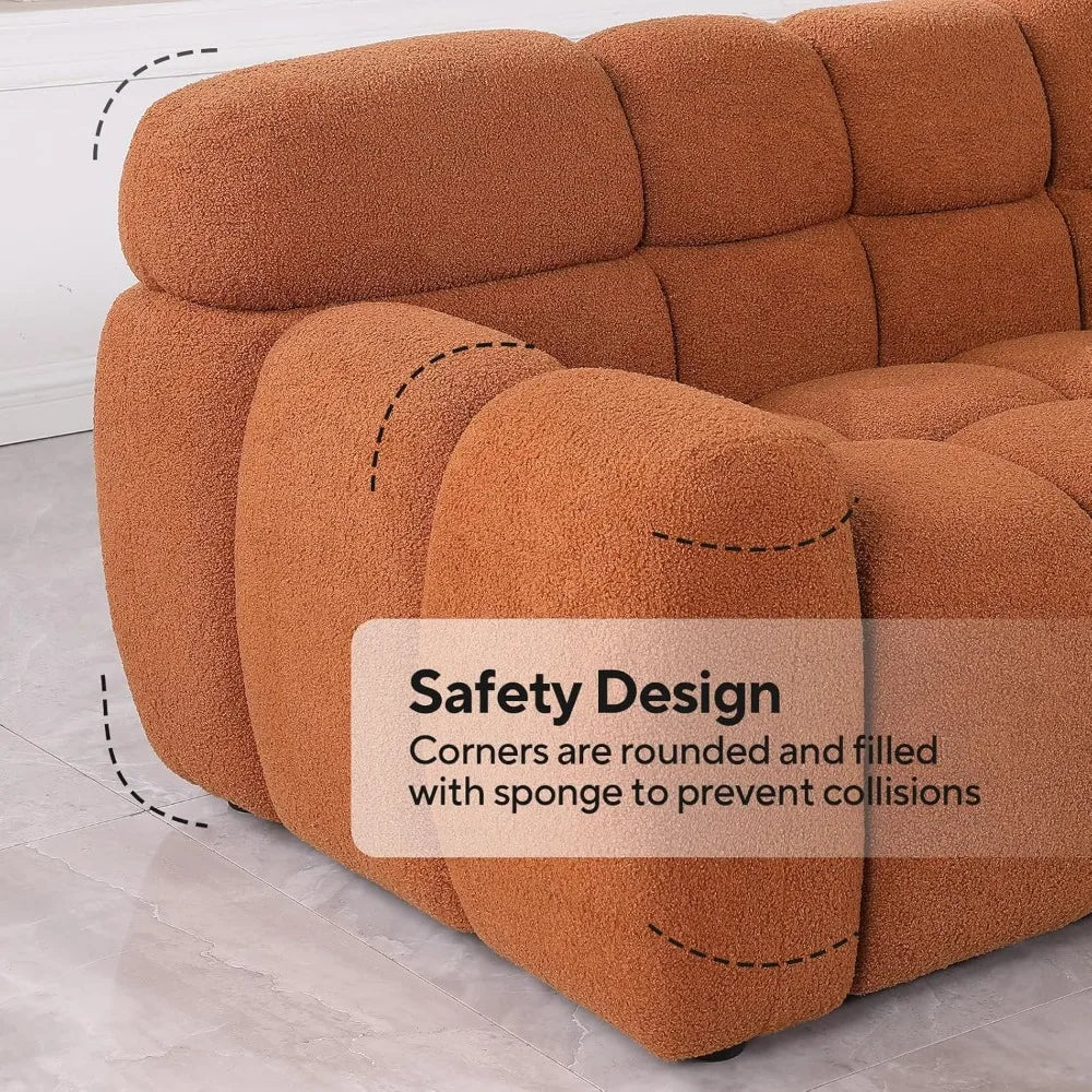 Sofa for Living Room, Cloud Couch with Solid Eucalyptus Frame & Cloud Pillow, Mid Century Modern Couch for Coffee Room