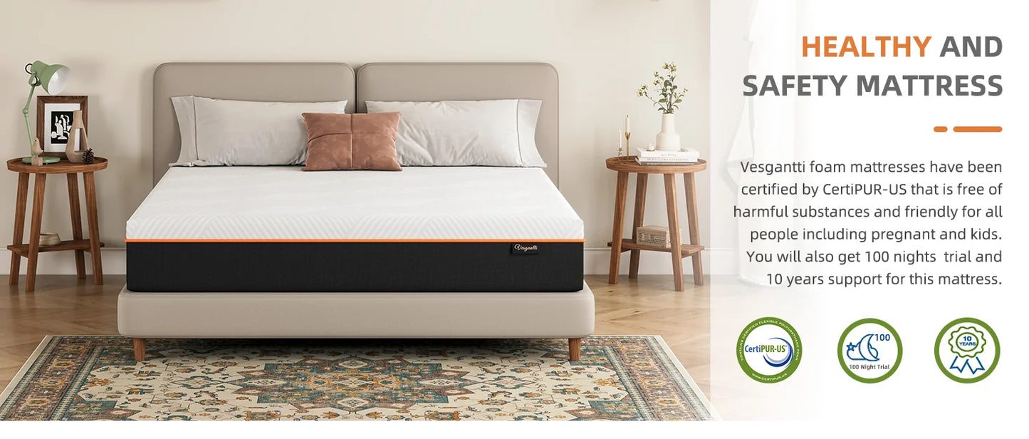 Vesgantti 16CM Gel Memory Foam Single Mattress for Cool Sleep & Pressure Relief - Medium