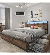 Queen Headboard,Linen Upholstered Bed Frame With Wood Slats Support,No Box Spring Needed,Heavy Duty Feet,Easy Ass