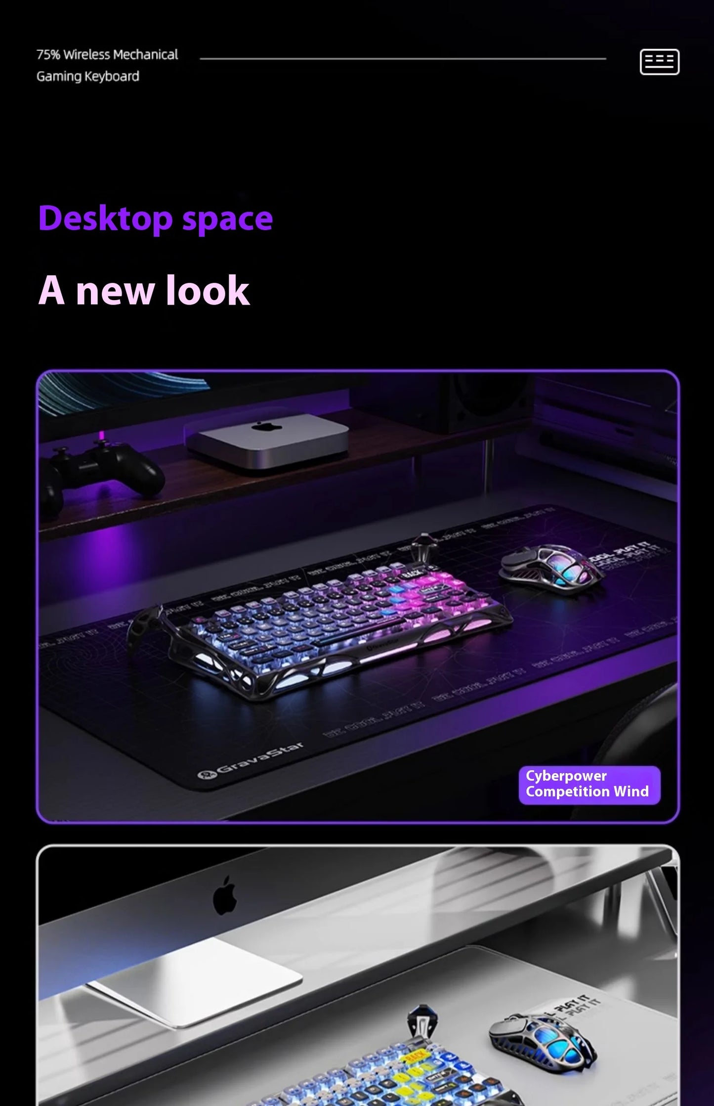 GravaStar 75k1pro Esports Gaming Mechanical Keyboard 79 Key Cyberpunk Theme Aluminum Alloy Keyboard Tablet Laptop Office Gaming