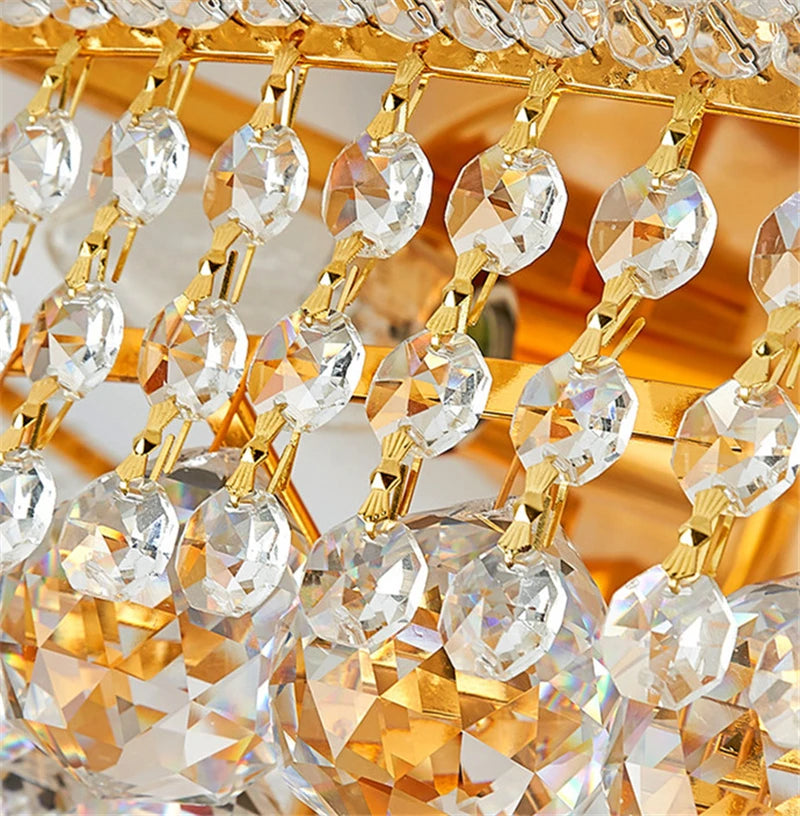 LED Pendant Light Luxury Living Room Crystal Chandelier Hotel Lobby Villa High Ceiling Staircase European-Style Chandelier