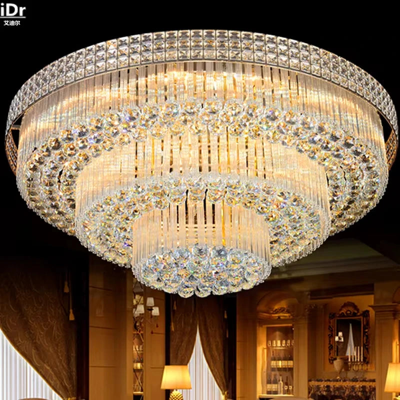 Nordic Modern Golden Round Ring Hanging Light Modern LED Crystal Ceiling Chandelier Lamp For Dinning Living Room Hall Home Decor