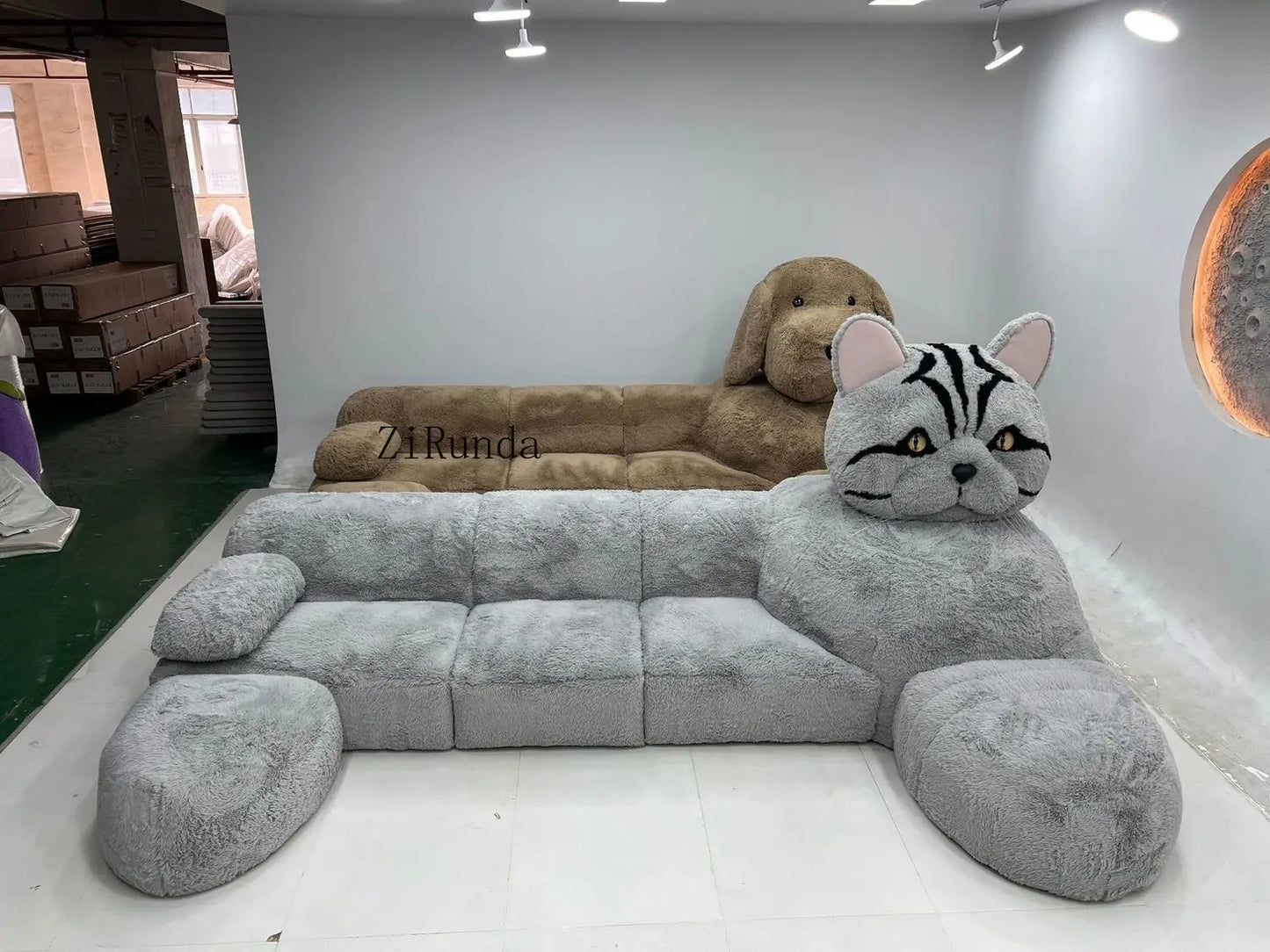 Cat-shaped cartoon animal sofa living room creative size apartment fabric plush sofa