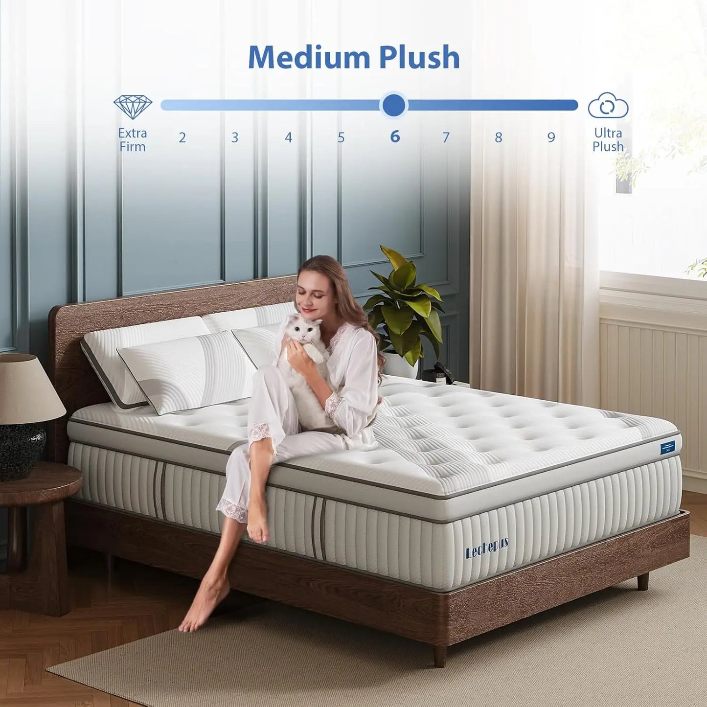 Full Mattress 14Inch Medium Plush Full Size Mattress in Box Hybrid Mattress with Memory Foam 7 Zone Individual Pocket Spring
