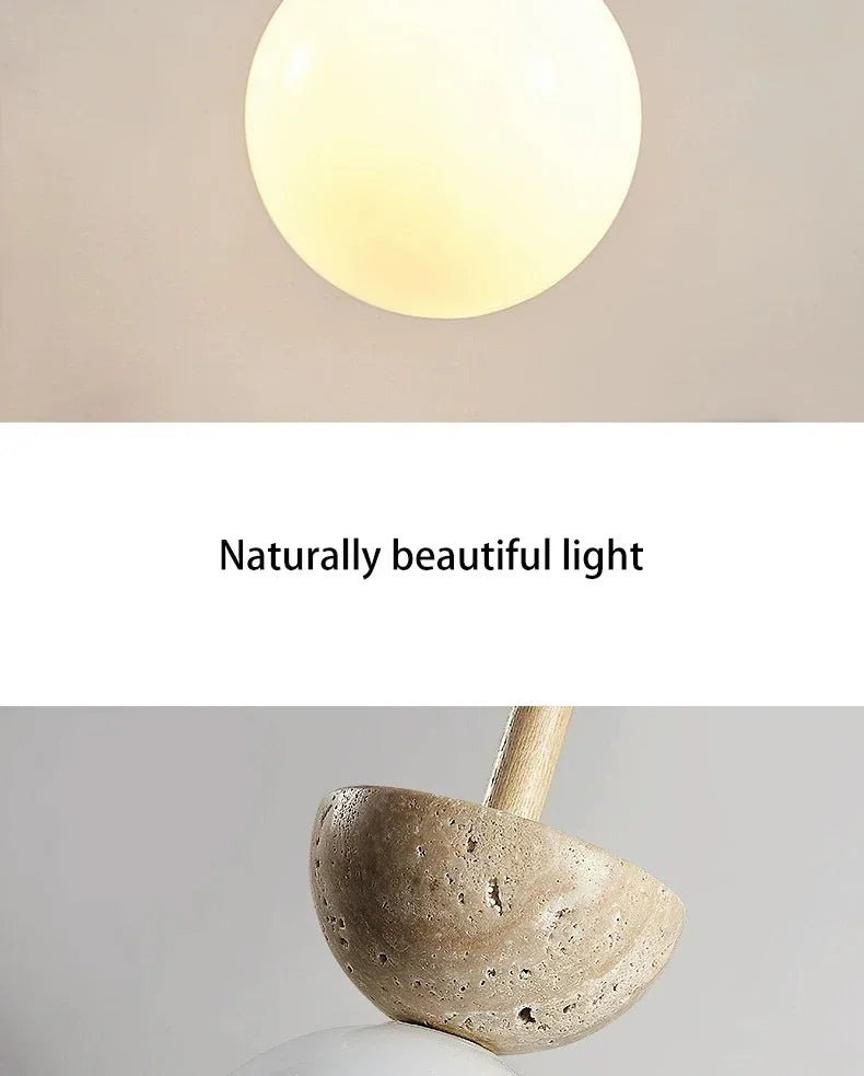 Cream Style Pendant Lamp Bedroom Bedside Led Chandelier Stone Wood Light Designer Bauhaus Medieval Restaurant Bar Small Lights