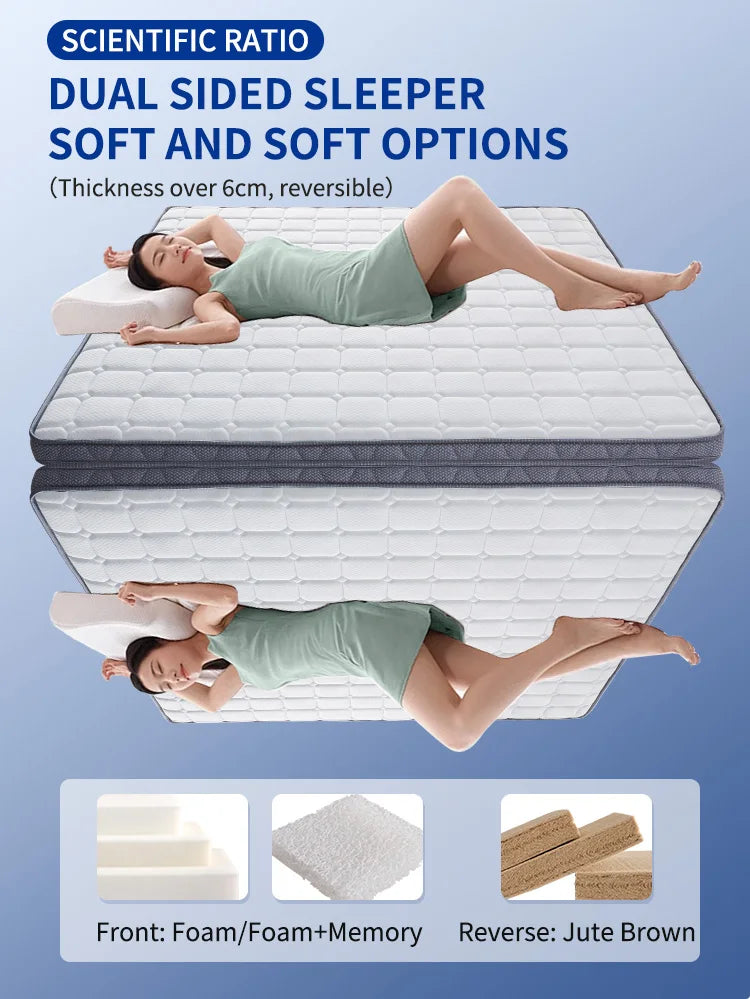 Natural Jute Coconut Palm Mattress High Hardness Mite-Resistant Knit Glue-Free for Double Bed Home Furniture