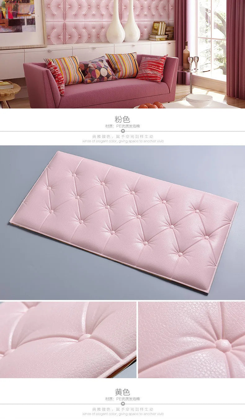 3D Wall Stickers Wallpaper Self-adhesive Thicken Tatami Anti-collision Wall Mat Pad Kids Bedroom Living Room Soft Foam Cushion