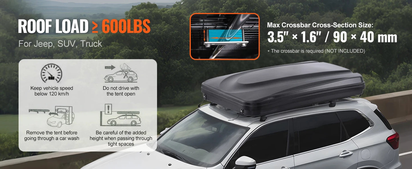 SucceBuy Rooftop Tent Hard Shell Roof Top with Telescopic Ladder Thick Mattress Waterproof Windproof Jeep SUV Van Pickup Truck