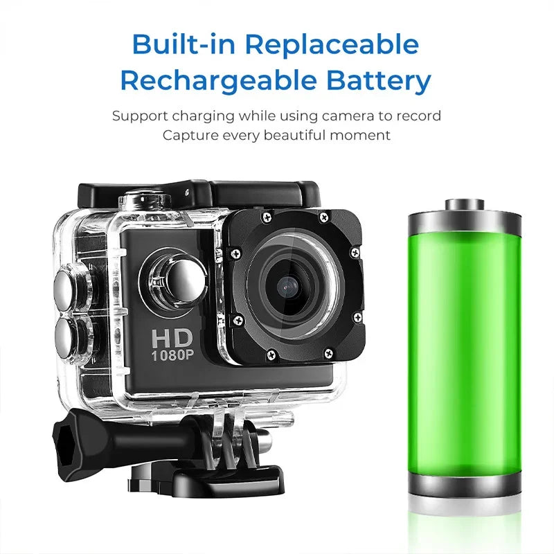 Portable Action Cameras Waterproof Camera with Remote Control Outdoor Cycling Record HD Digital Cameras Photography Camera
