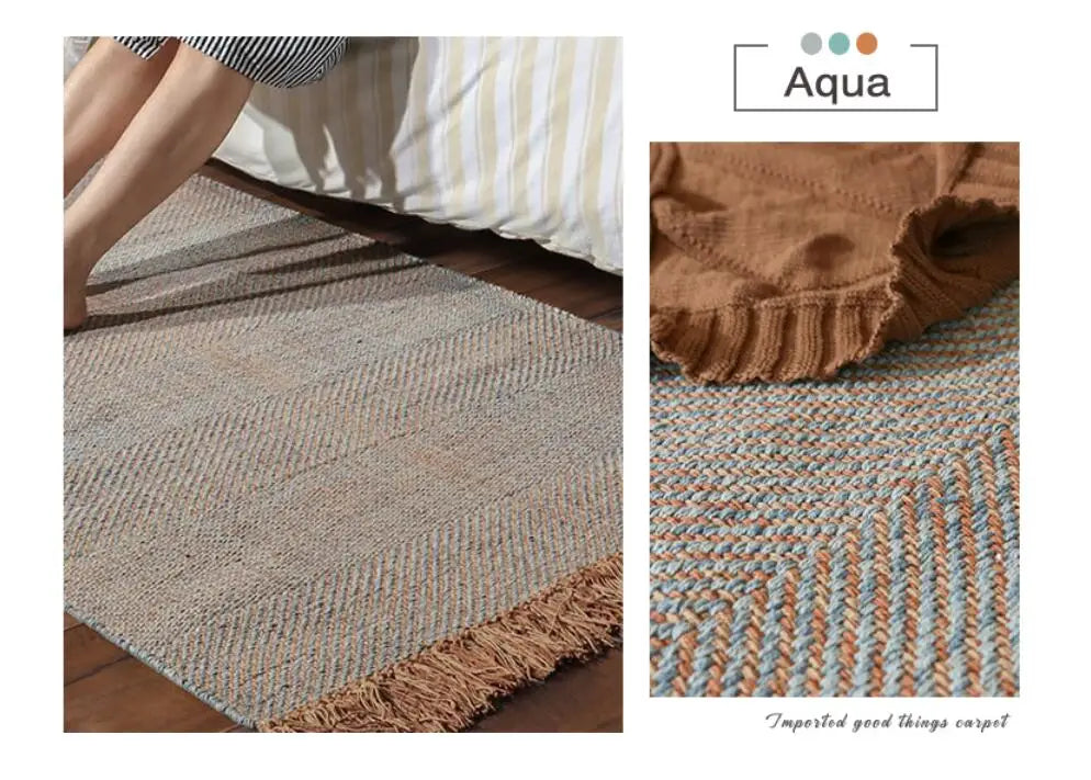 Kilim Cotton Linen Woven Carpets for Living Room Home Bedroom Rug Sofa Coffee Table Bedside Mat Modern Carpet with Tassel Tapis