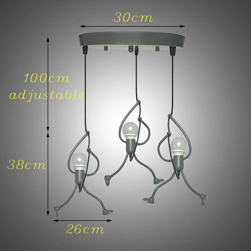 Pendant Lights Nordic Little Iron Man Hanging Lamp Retro Loft Lighting for Children's Room Kitchen Restaurant Coffee Bar Home