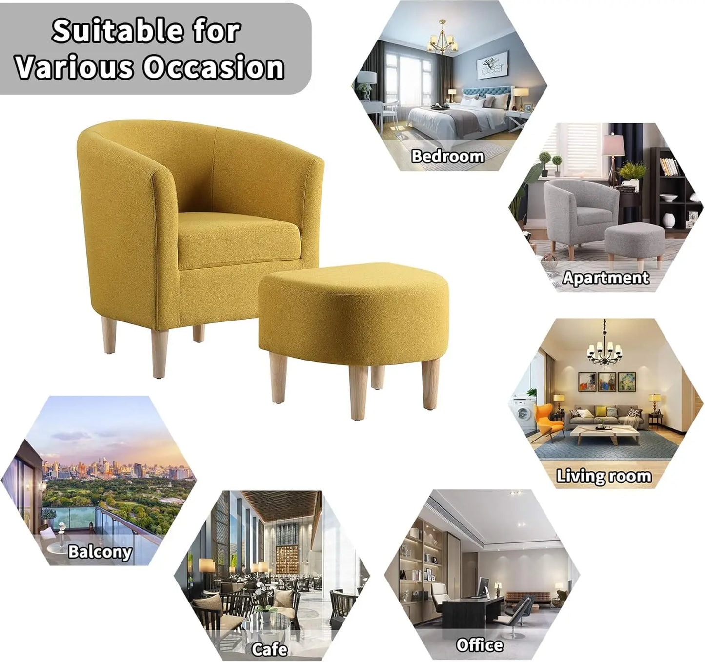 Accent Chair, Sherpa Chair White Fluffy Chair Teddy Barrel Chair with Ottoman Comfy ArmChair Footrest Set