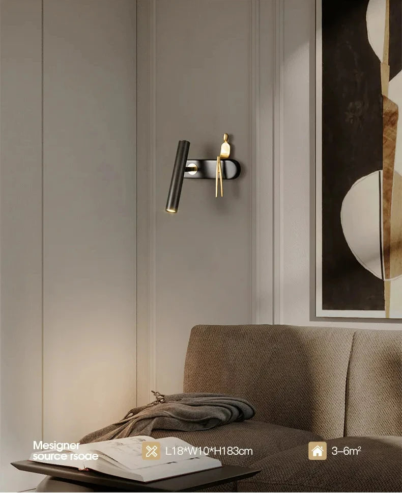 Creative LED Wall Lamp Personality Postmodern Living Room Background Wall Light Luxury Bathroom Bedside Wall Lamp Decor Fixtures