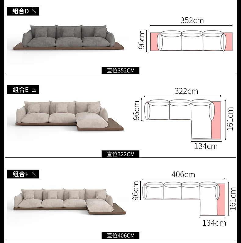 Japanese-style log wabi-sabi wind platform bread fabric sofa living room minimalist creative furniture