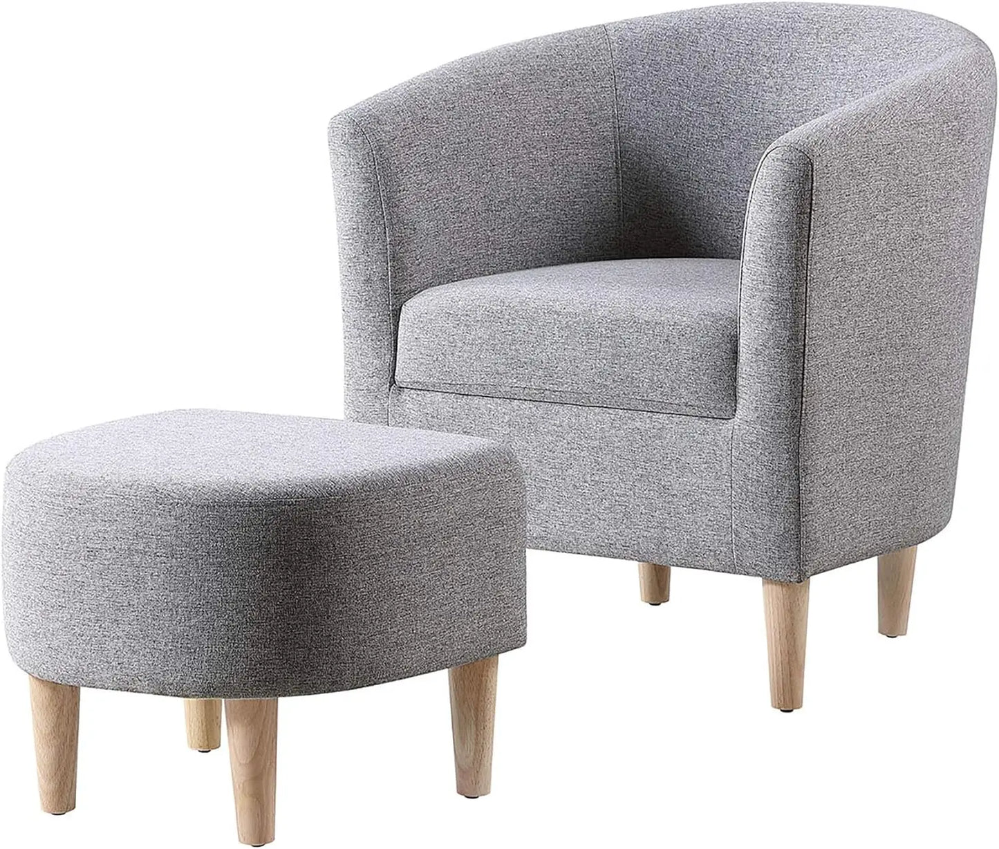 Accent Chair, Sherpa Chair White Fluffy Chair Teddy Barrel Chair with Ottoman Comfy ArmChair Footrest Set