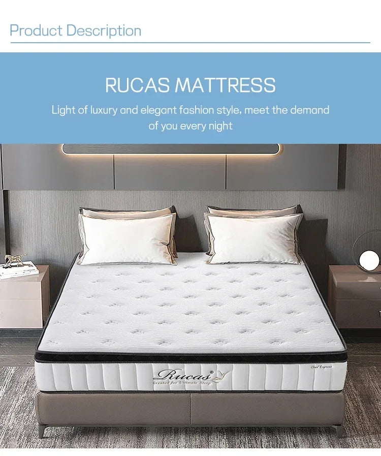 12 Inch Queen Size Memory Foam Mattress 26CM High Density Foam Compress Pocket Spring Mattresses for King Size Bed