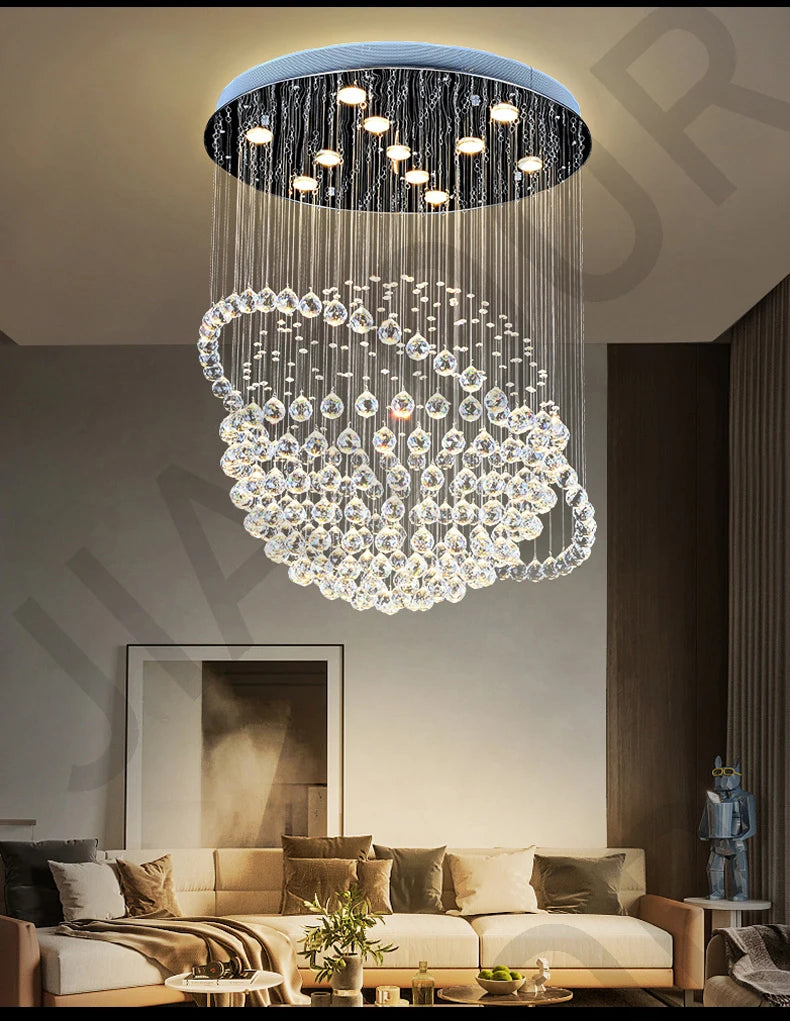 Creative Crystal Chandelier, Hotel Lobby, Restaurant, Duplex Building, Villa, High Ceiling, Living Room, Staircase, Long Chandel
