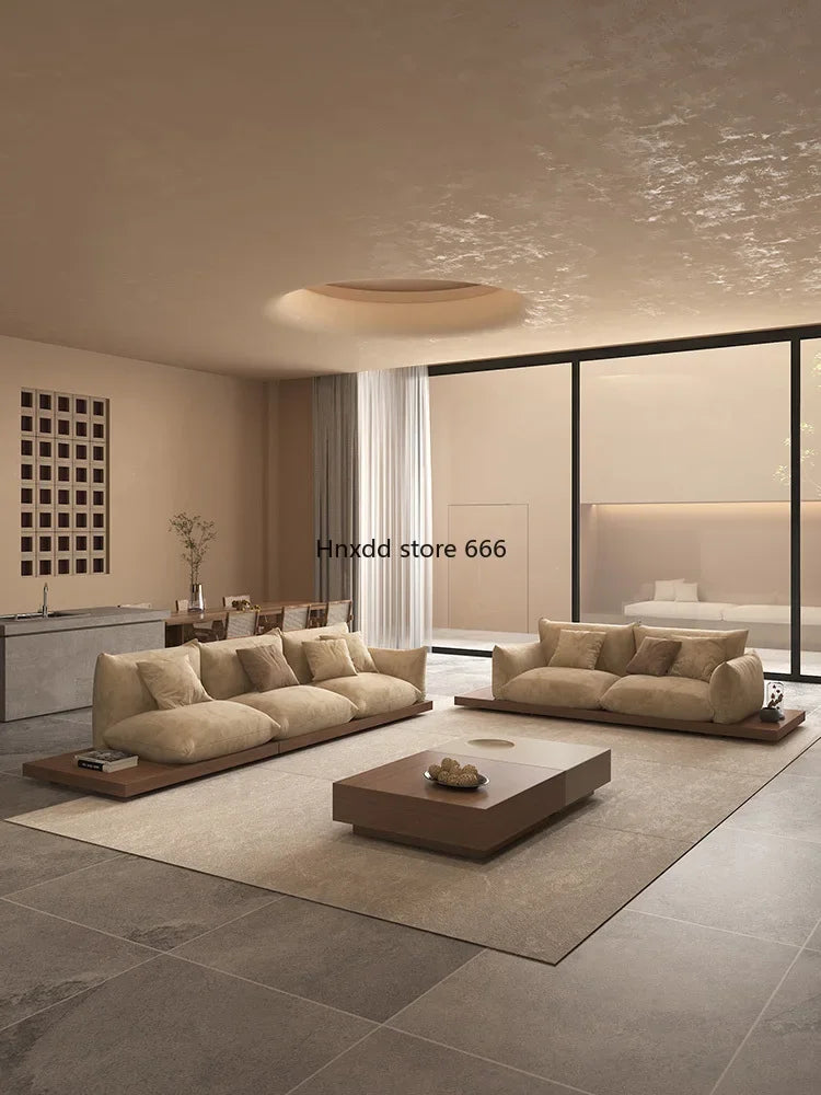 Japanese-style log wabi-sabi wind platform bread fabric sofa living room minimalist creative furniture