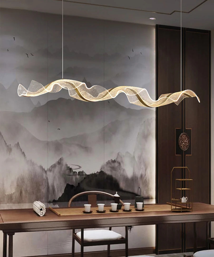 Chinese style light luxury dining room chandelier personalized creative long bar lamp new Chinese tea room lamps and lanterns