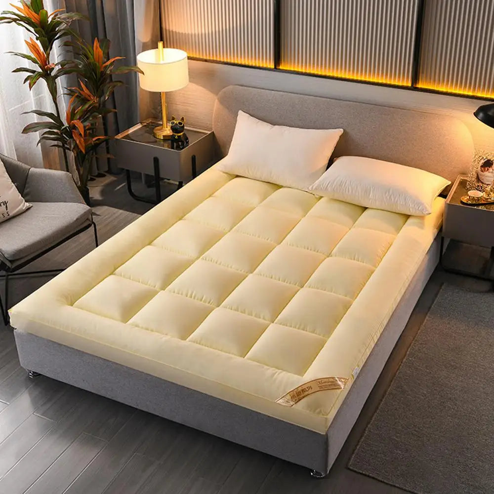 Soft Filling Mattress Pad Soft Down Velvet Tatami Mats Mattress Fluffy and Breathable Relieve Body Stress Soft Cushion Anti-Slip