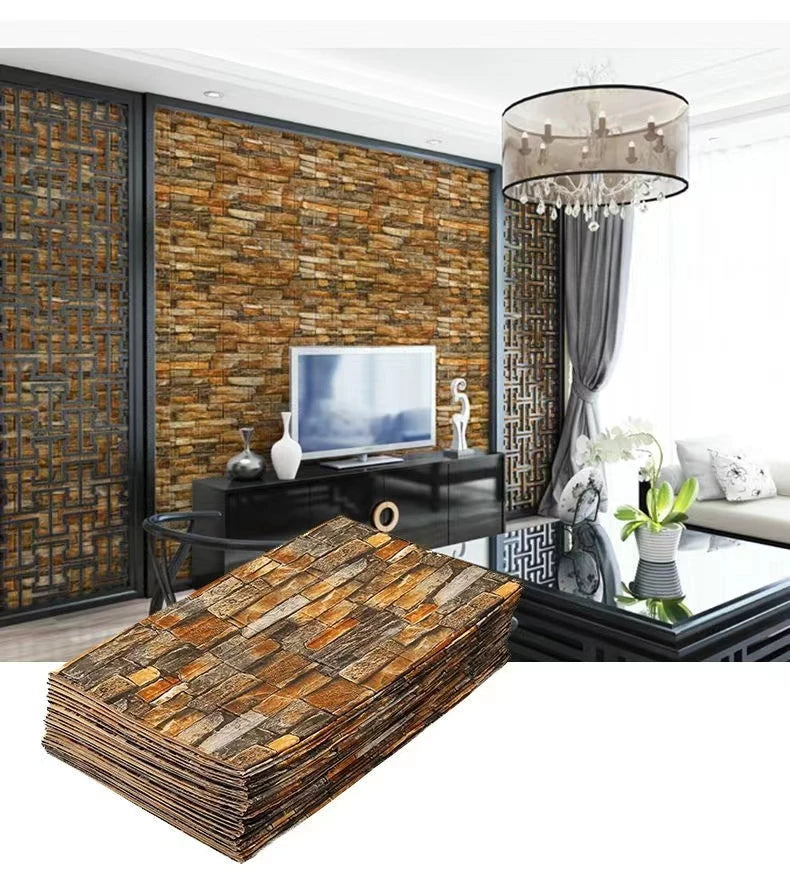 70cmx1/5/10m 3D Wallpaper Decoration Self-adhesive Antique Foam Brick Wallpaper Living Room Bedroom Waterproof 3d Wall Sticker