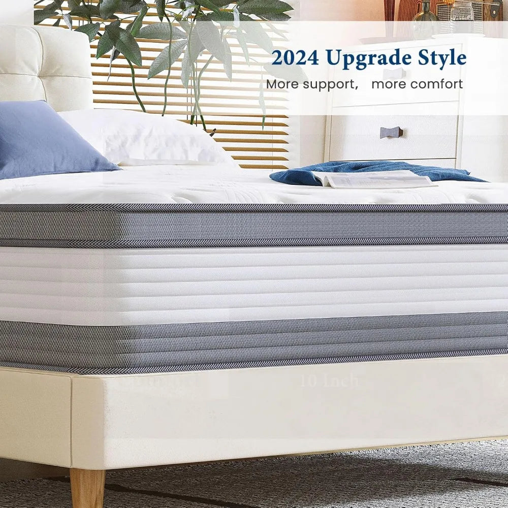 Twin Mattress, 12 Inch Twin Size Hybrid Mattress,Individual Pocket Springs with Memory Foam Layer Provide Cool Sleep