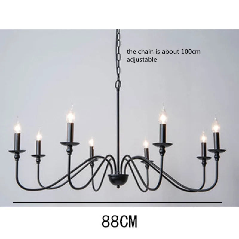 Retro Loft Living Room Chandelier Lighting E14 Vintage American Style Black/Gold Ceiling Chandelier Household Dining Room Light