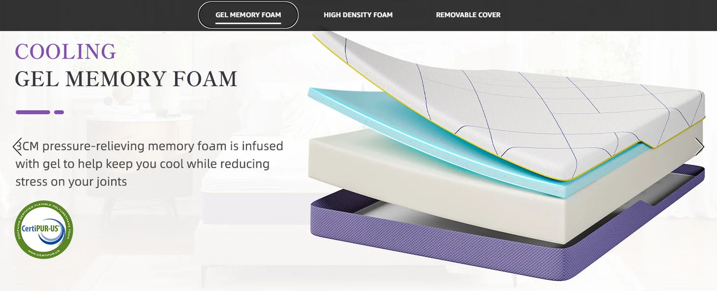 Vesgantti Gel Memory Foam Mattress with CertiPUR-US Certified for Pressure Relief & Cooling Comfort-Medium Soft Lavander Purple