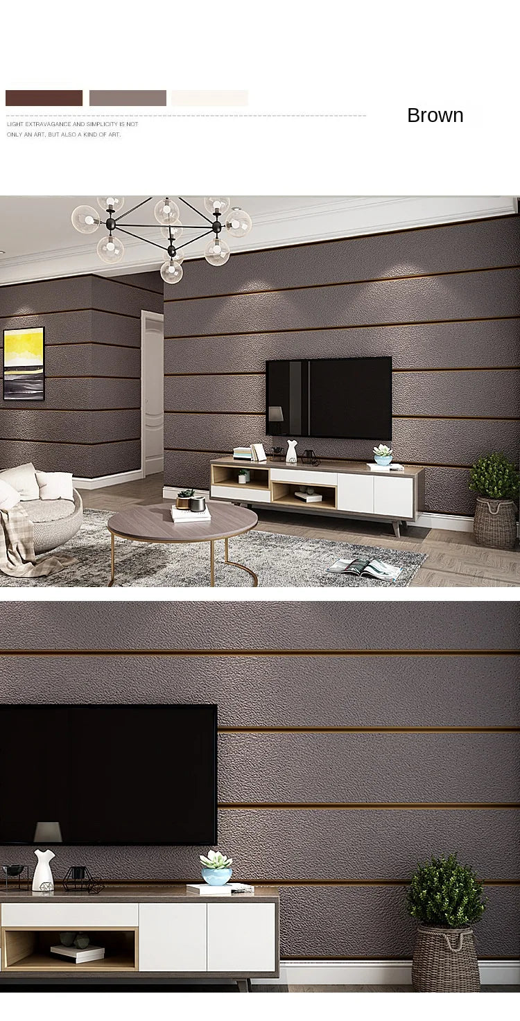 9.5m Roll Modern Deerskin Velvet Wallpaper Non-woven Fabric 3D Stripe Living Room Bedroom TV Background Wall Stickers טפט לקיר