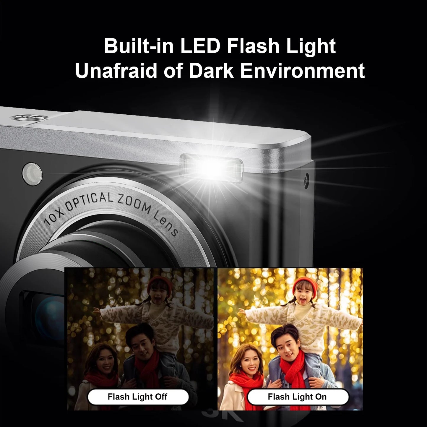 5K Digital Cameras Professional Camcorder 10X Optical Zoom 56MP Front and Rear Camera Ultra Bright Flash Camera Household Camera