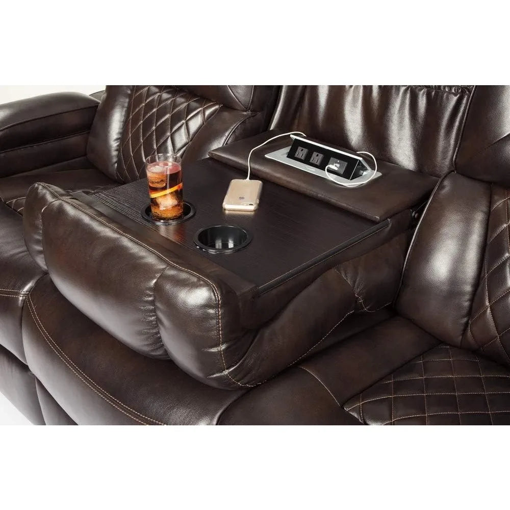 Warnerton Faux Leather Power Reclining Sofa with Adjustable Headrest living room furniture