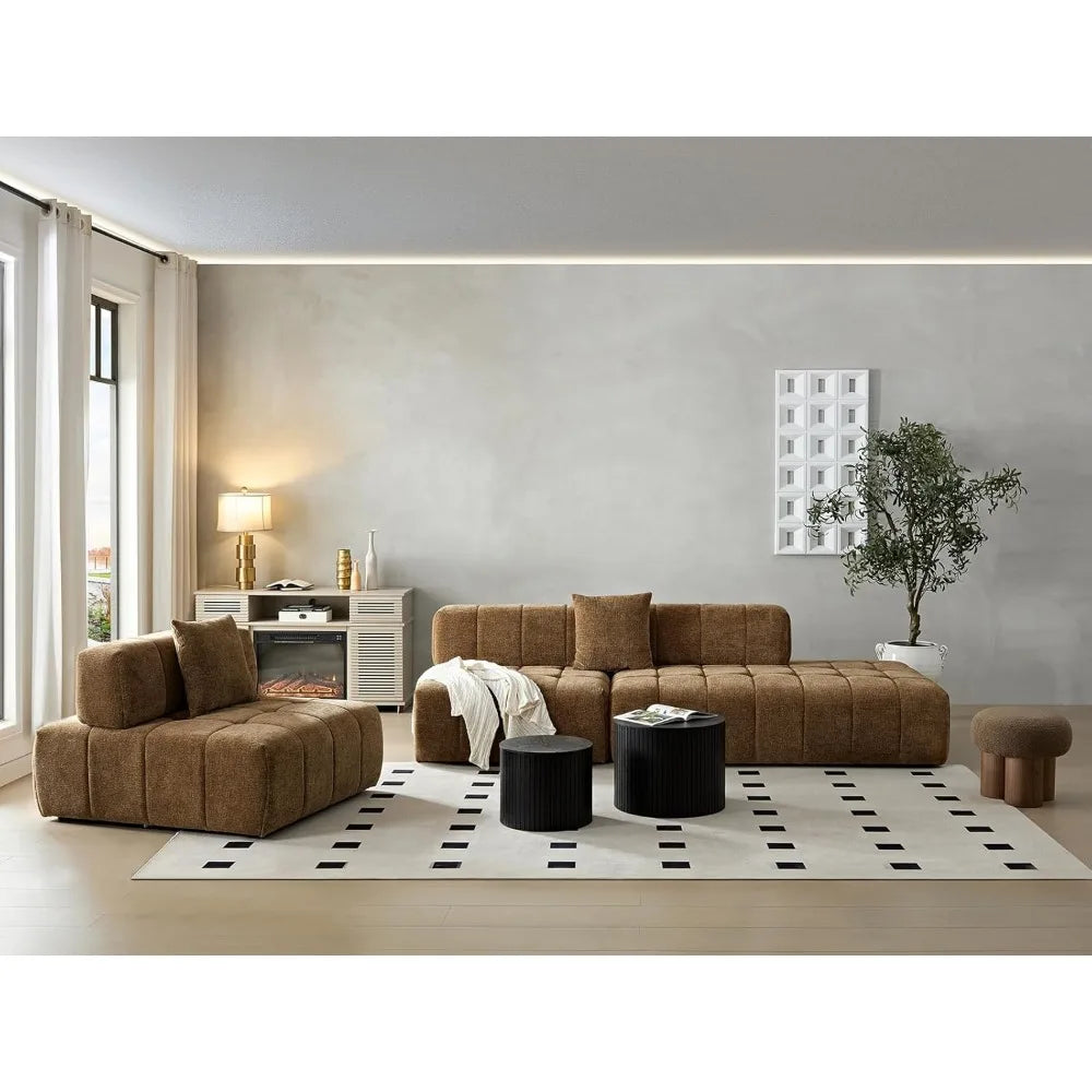 135"Curved Sectional Sofa,Modern Boucle Fabric Upholstered Modular Couch Oversized 6-Seat Sofa for Living Room,Bedroom,Apartment