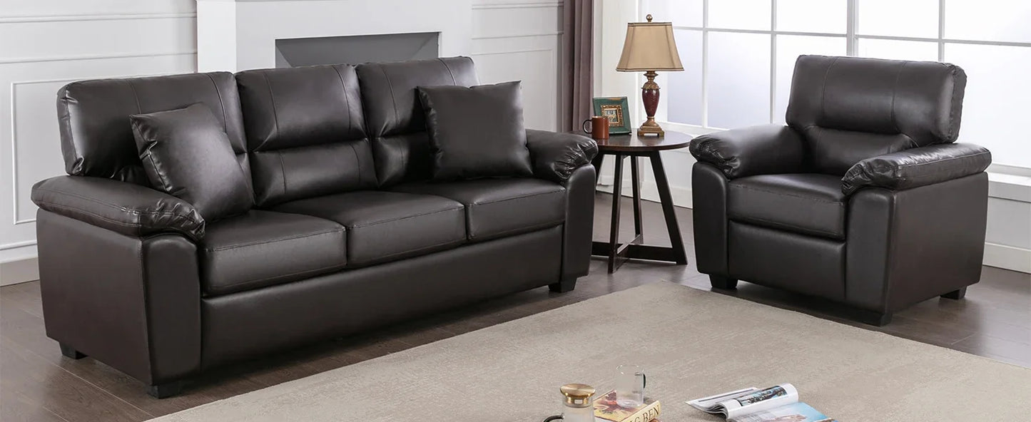 Morden Fort white leather love seat and sofa set, modern luxury and comfy furniture sleeper pouches for living room, apartment,