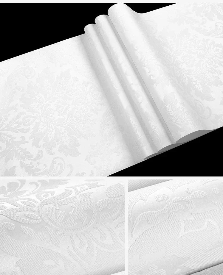 European 3D Relief Embossed Damask Wallpaper Bedroom Living room Background Floral Pattern 3D Textured Wall Paper Home Decor