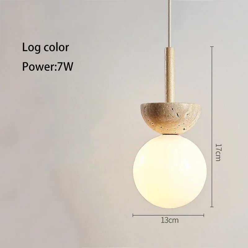 Cream Style Pendant Lamp Bedroom Bedside Led Chandelier Stone Wood Light Designer Bauhaus Medieval Restaurant Bar Small Lights