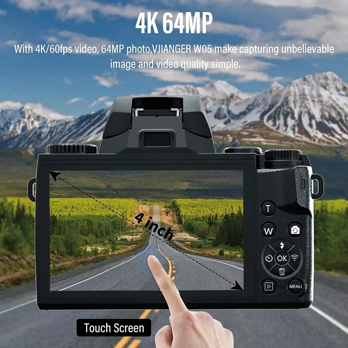 2025 16X Zoom 64MP DSLR HD WIFI Cameras 4.0 Touchscreen 4K Digital for Tiktok Photography Video Live Streaming Vlogging