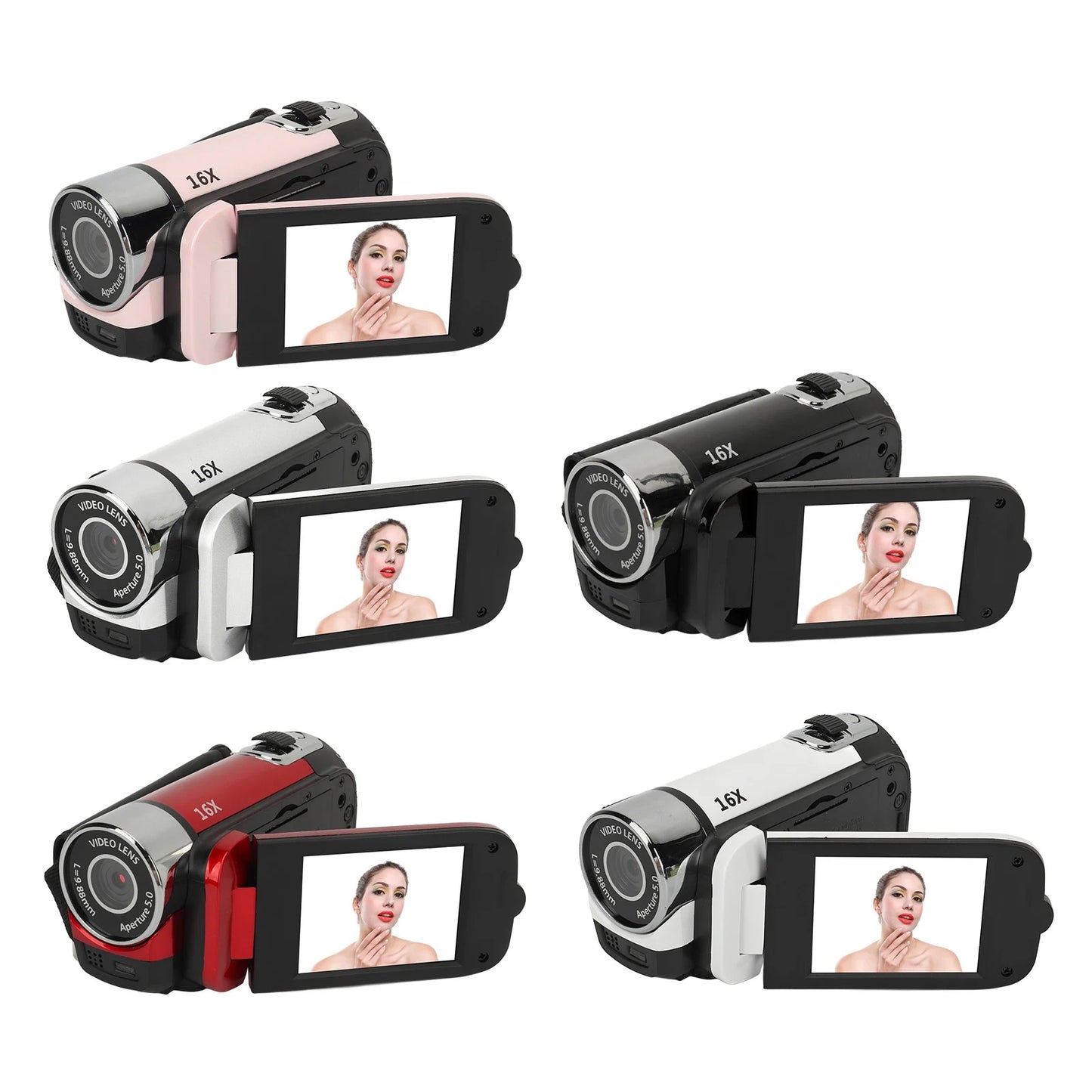 1080P HD 16MP Digital Camera 2.4 Inch Rotatable Screen Camcorder 16X Zoom HD Anti-shock Video Recorder with Fill Light