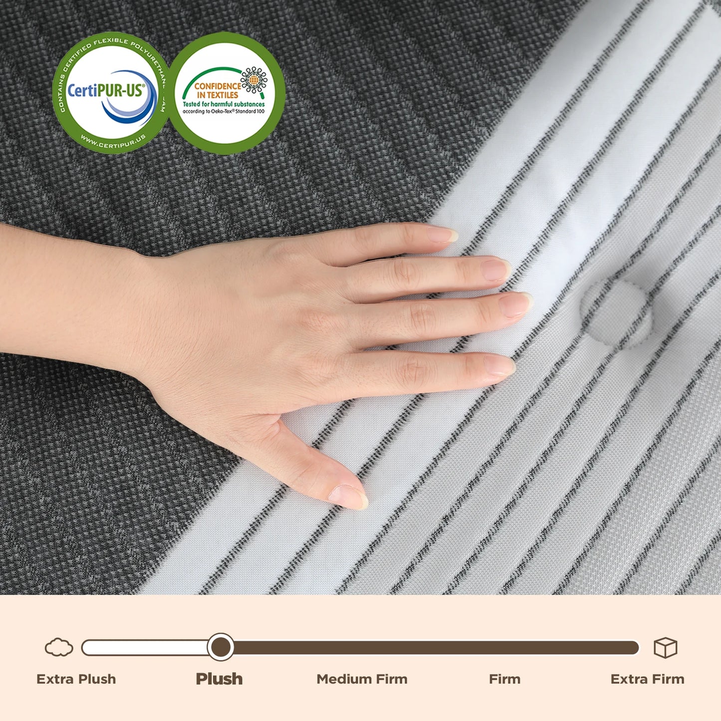 DIGLANT 14 Inch King Supportive Pressure Relief Soft Fabric Plush Hybrid Mattress Memory Foam with Pocket Springs Mattress