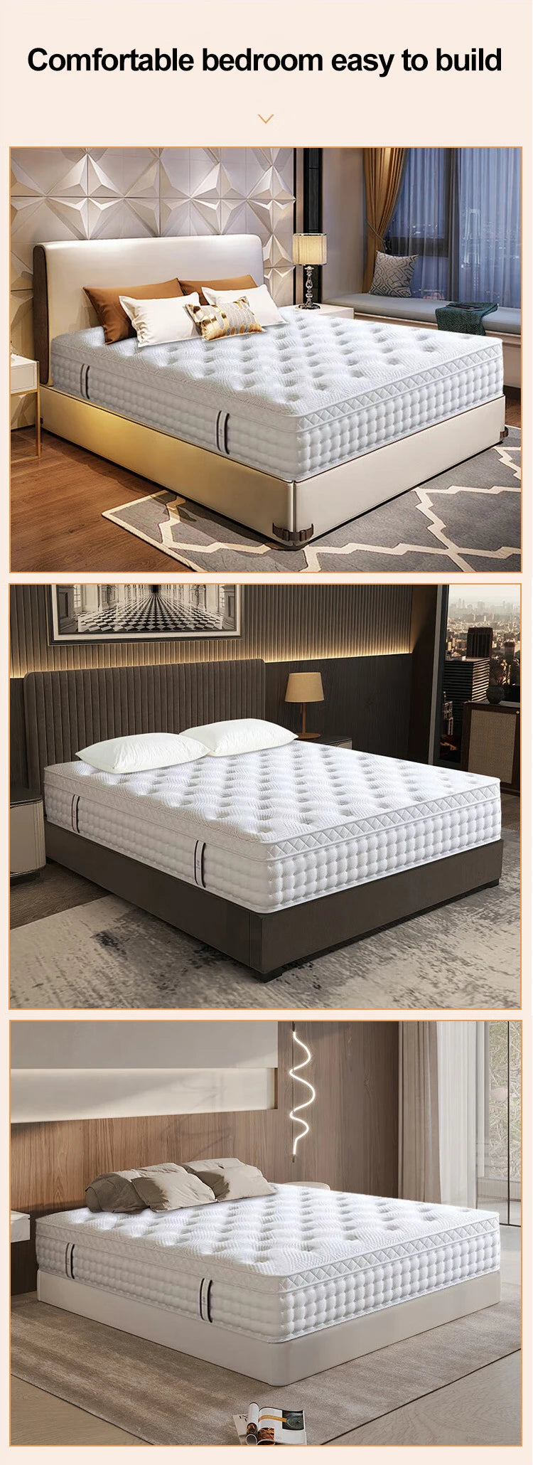 200*220*30CM Luxury Compressed Mattress Roll up in a Box Hotel Spring Mattress for Bed Set of Mattresses Wholesale Suppliers