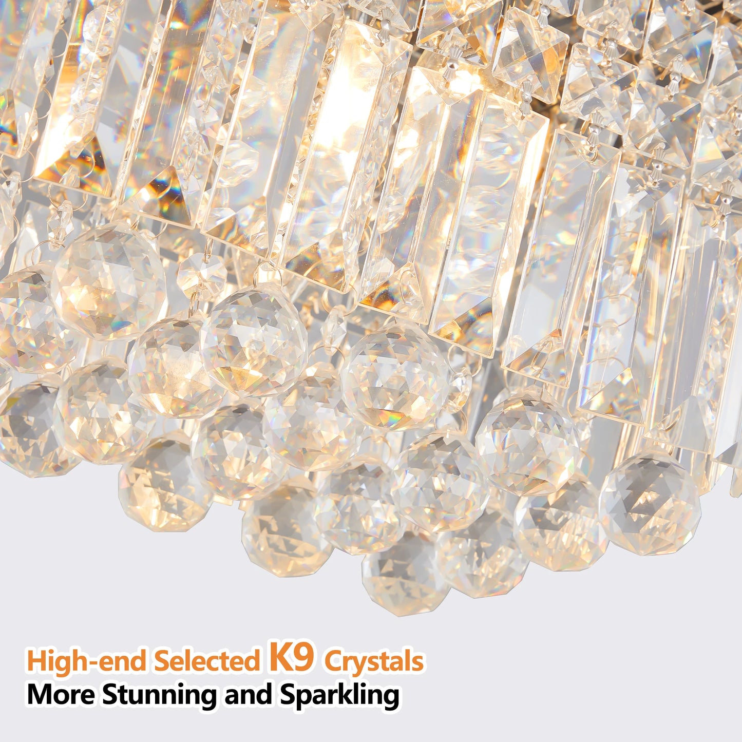 Modern Crystal Chandelier for Dining Room 8-Light Rectangle Raindrop Chandelier Contemporary Rectangular Fixture Pendant Light
