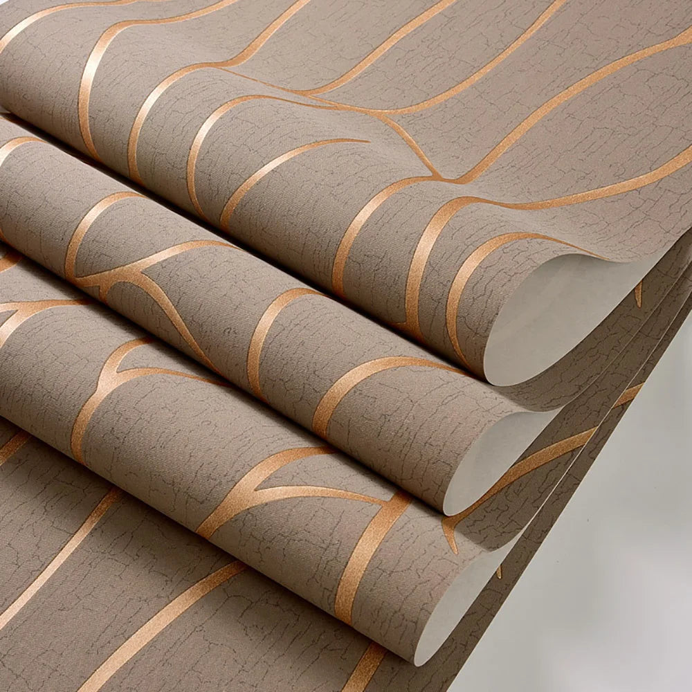 Background Wallpaper Room Decoration Bedroom 3D European Modern Thickened Moisture-proof Curve Stripes Wall Stickers 53cm Home
